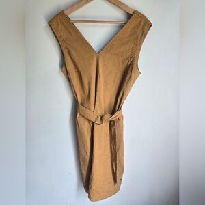 FIG CLOTHING Sleeveless Linen Blend Belted Dress